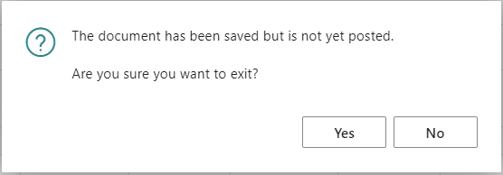 How to turn off common Business Central warnings i.e. “The document has been saved but is not yet posted. Are you sure you want to&nbsp;exit?”