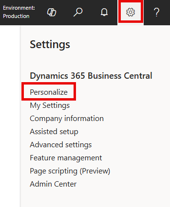 How to Personalize Your Screen in Microsoft Business Central